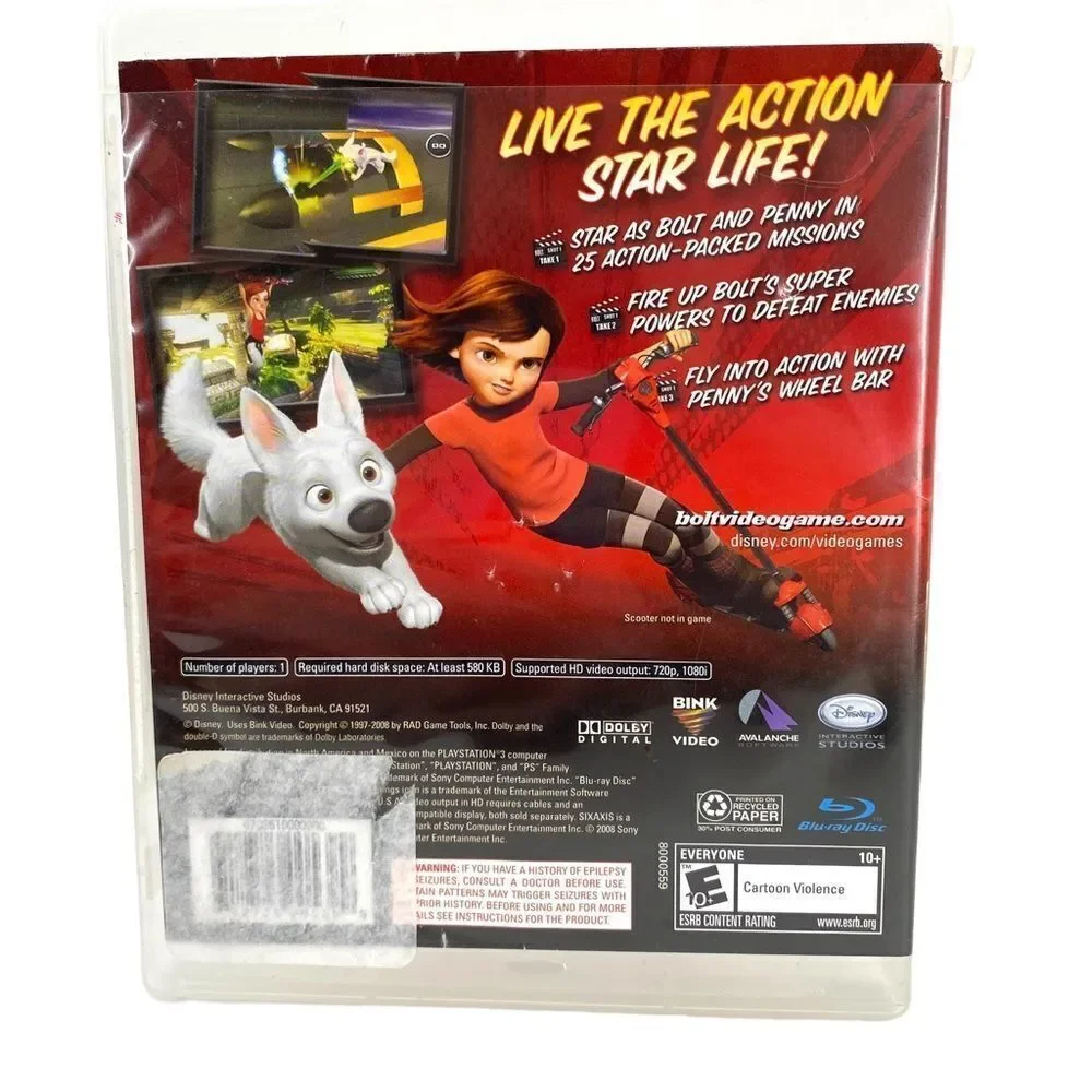 PS3 Playstation 3 Walt Disney Bolt Video Game